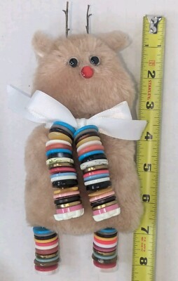 Reindeer Shelf Sitter With Button Arms & Legs Rudolph Doll Winter Gift Topper