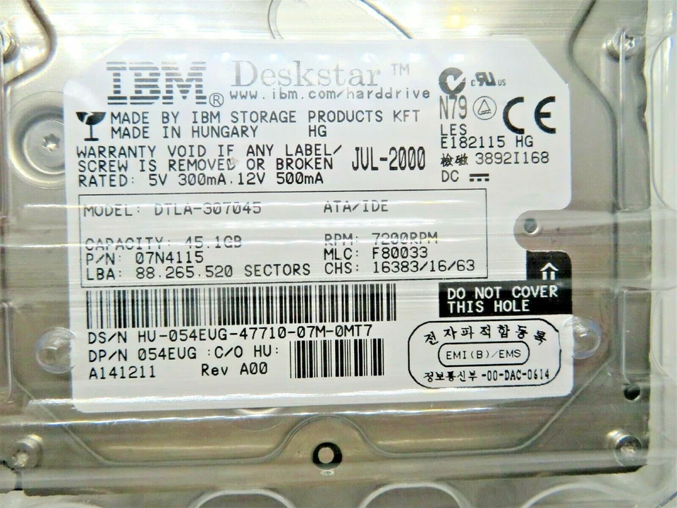 IBM Deskstar 75GXP 45GB Internal 7200RPM 3.5" (07N4115) - Image 2 of 3