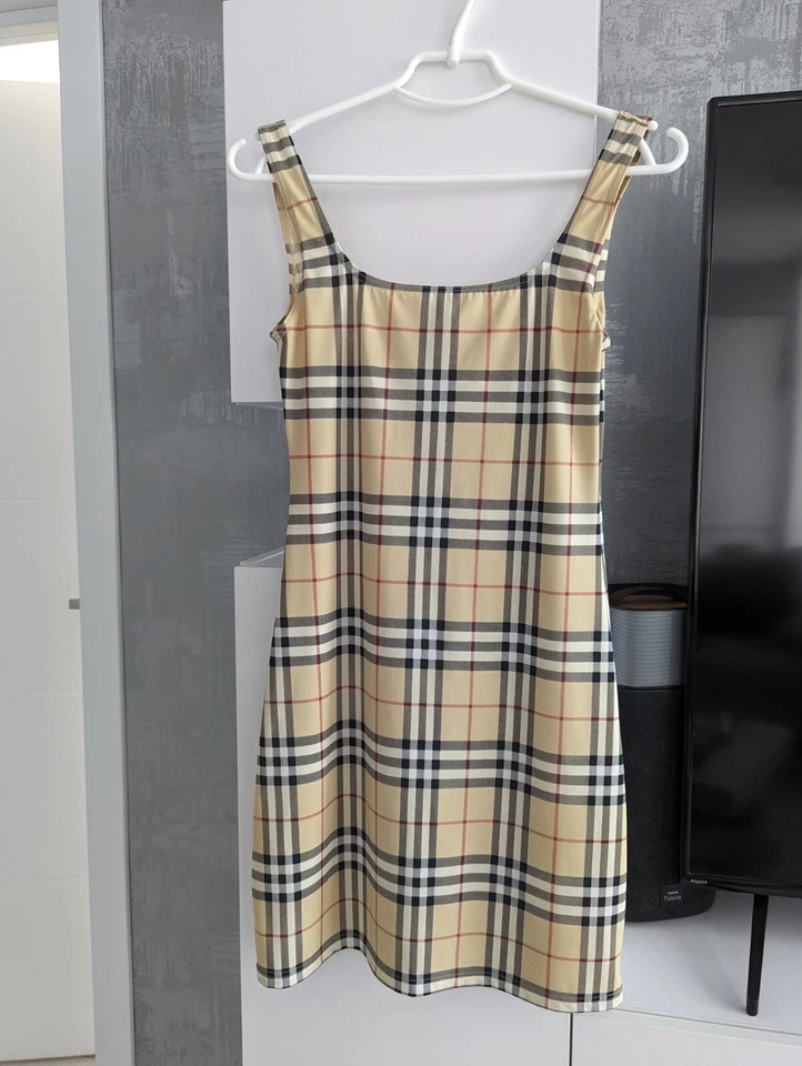 Burberry London Nova Check Blouse Top Bodycon Stretch Shirt Dress Sleeveless M - Image 2 of 4