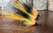  3 x cascade Salmon Flies Black Osprey Doubles size 10