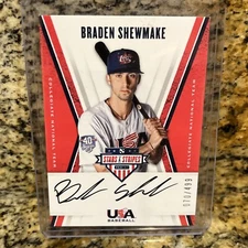 2019 Panini USA Baseball Stars & Stripes Black Aut Ink /499 Braden Shewmake 