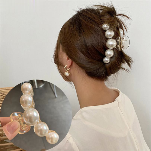 Women Pearl Hair Claws Elegant Hair Clips Pins Large Ponytail Hair Accessories + - Picture 1 of 60