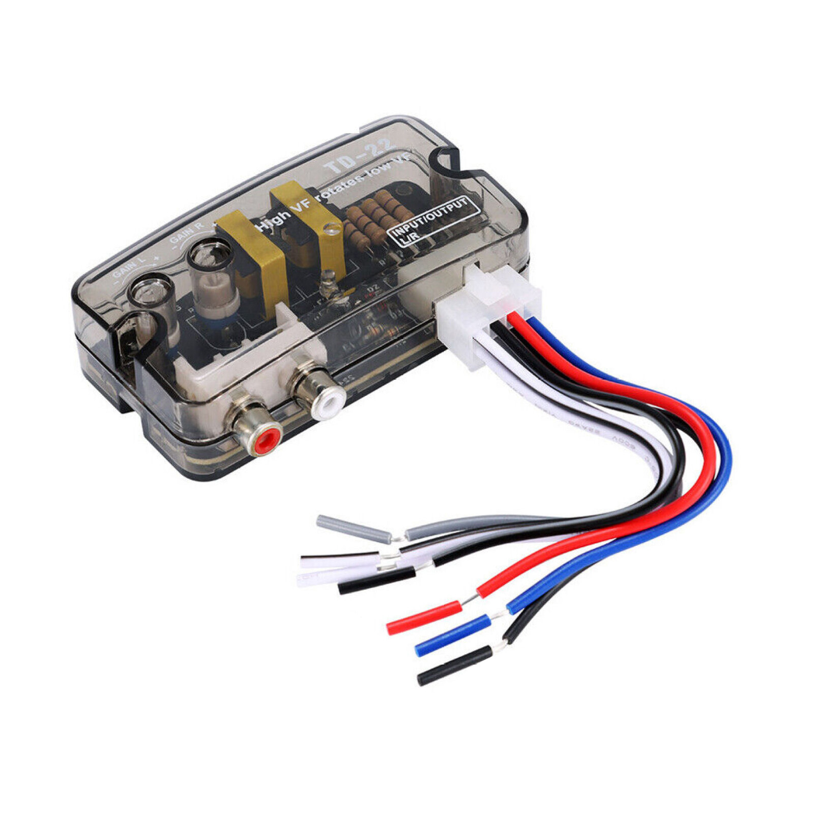 12V Car Stereo Speaker Output to RCA Output Adapter Speaker Level Converter