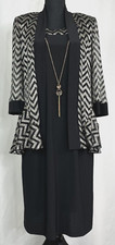 2-Piece R M Richards Pleated Metallic Black/Gold Dress Jacket Necklace - 12P-NWT