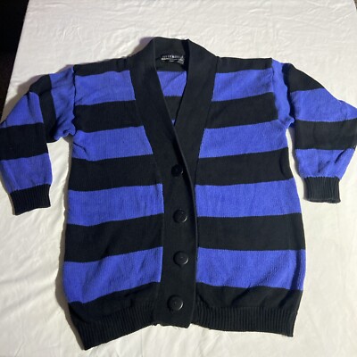 Vintage Kitty Hawk Striped 4 Button Cardigan Size Large