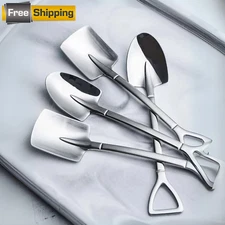 4pcs Creative Shovel Spoon Set – Stainless Steel Dessert & Watermelon Spoons
