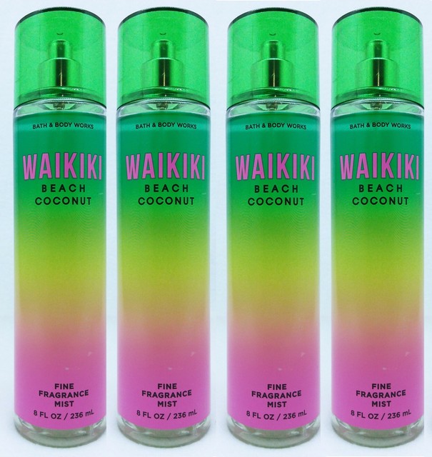 4 Bath & Body Works WAIKIKI BEACH COCONUT Fine Fragrance Mist Spray 8