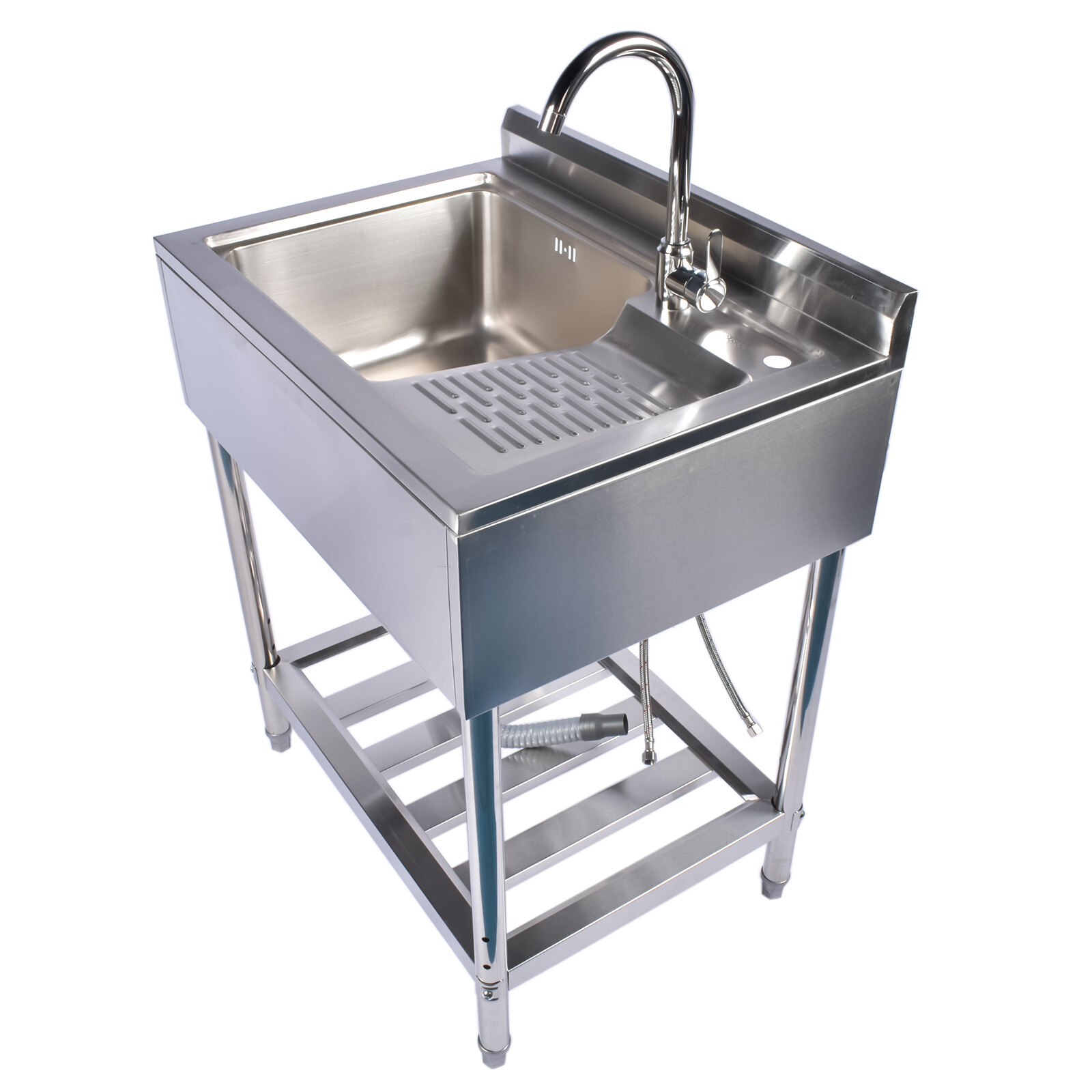 28.3in Stainless Steel Silver Sink, Laundry Tub Sink w/ Cold