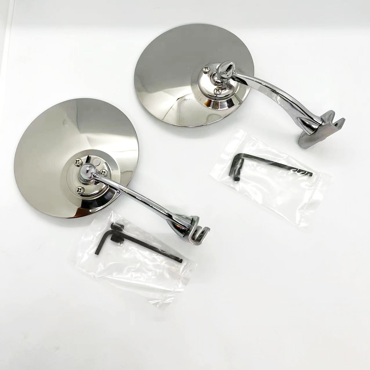 2 X UNIVERSAL 4" CLAMP ON ROUND LUCAS STYLE CLASSIC CAR WING MIRRORS eBay