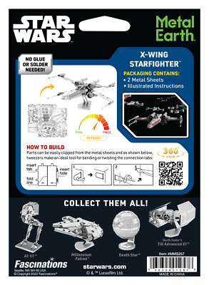 Fascinations Metal Earth Star Wars X-WING STARFIGHTER Laser Cut