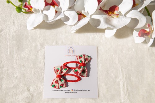 Strawberry Baby toddler Bow hair clip, red cute girl snap clip party day care - Picture 11 of 15