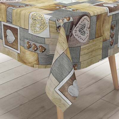 KEVKUS Wachstuch Tischdecke C141671 Holz Alm Love eckig rund oval