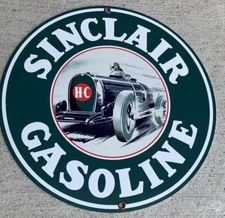 Sinclair gasoline vintage Style advertising sign garage man cave round