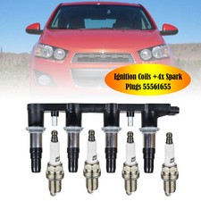 1x Ignition Coils +4x Spark Plugs 55561655 For Chevrolet Sonic 1.8L 2012-2018 ZE