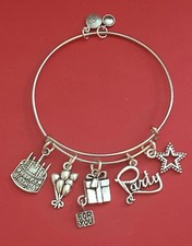 Silver "Birthday" themed Charm Bracelet  Happy birthday 