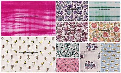 100 Metro Floral Telas Algodón Bloque Estampados Costura Mano Ligero Indio - Imagen 1 de 4
