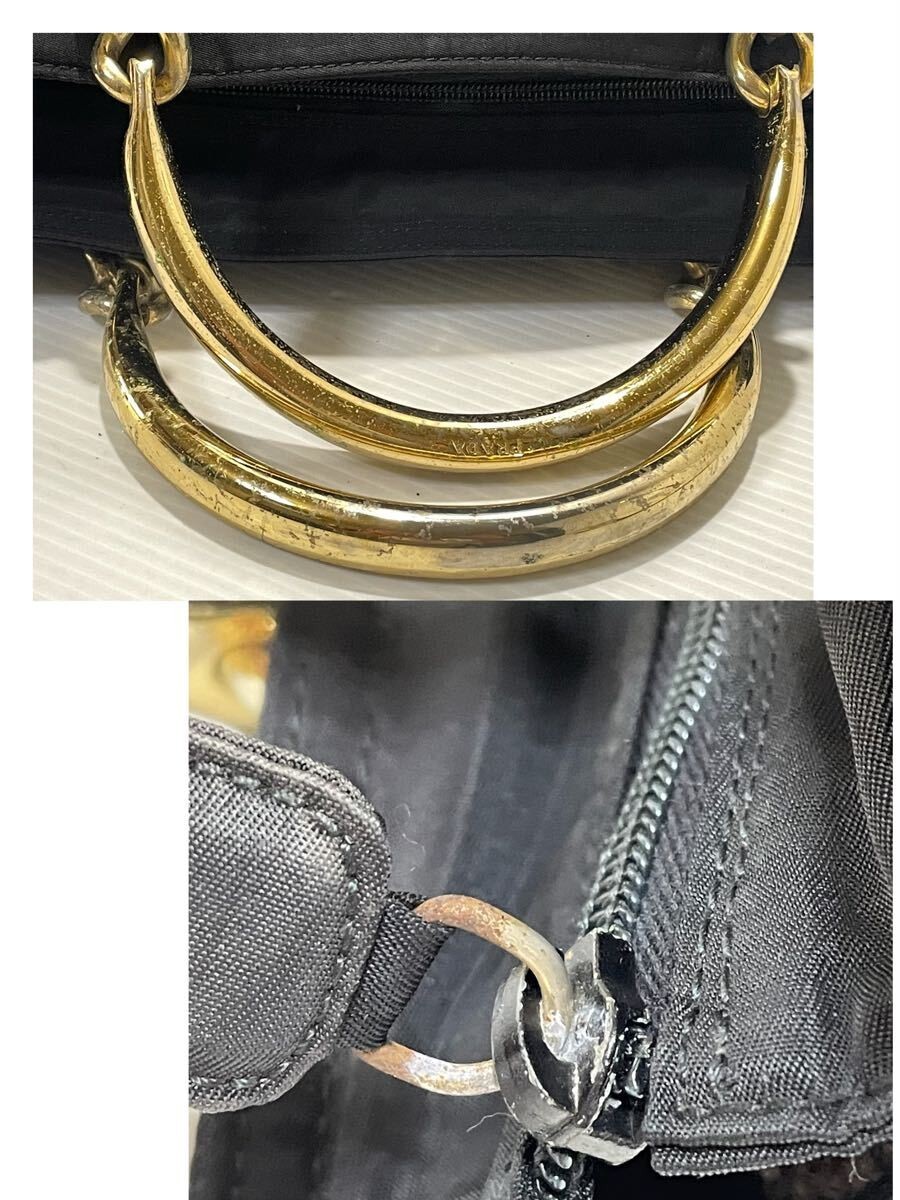 Prada Tessuto Nylon Chain Handle Black Shoulder Bag Vintage Authentic thumbnail 10