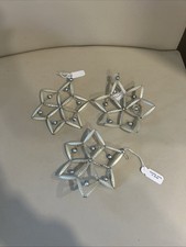 3 Vintage Czech Republic Mercury Glass Beaded Snowflake Ornaments 60  s White 5  