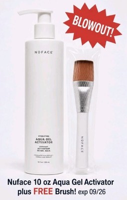 Blowout! Nuface 10 oz Aqua Gel plus FREE NUFACE BRUSH! exp 09/26 FREE SHIPPING!