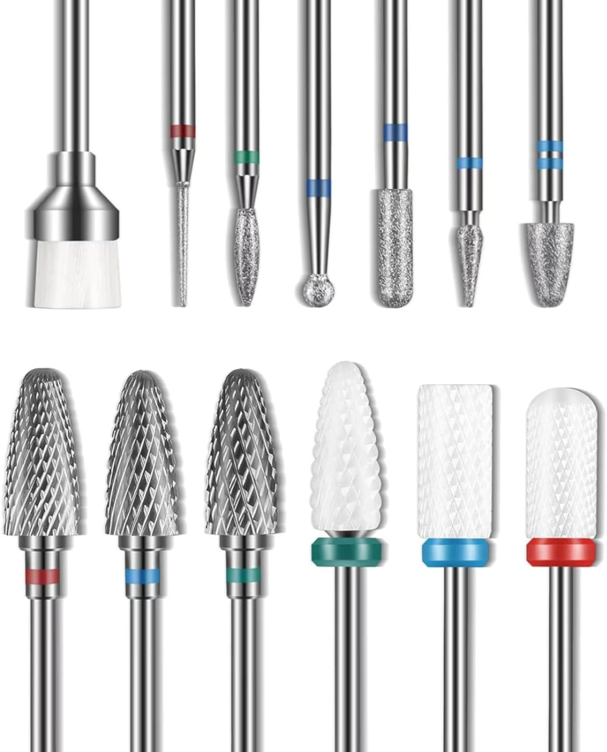 13PCS Nail Drill Bits Set, Professional Efile Drill Bits, 3Pcs Tungsten Carbide+