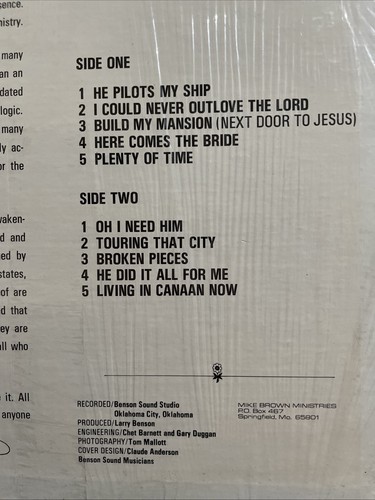 MIKE & DONNA BROWN Gospel LP Oh I Need Him Benson LPS 441 - Picture 4 of 9