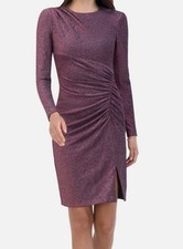 Eliza J Women's Purple Metallic Ruched Sheath Dress Size 2