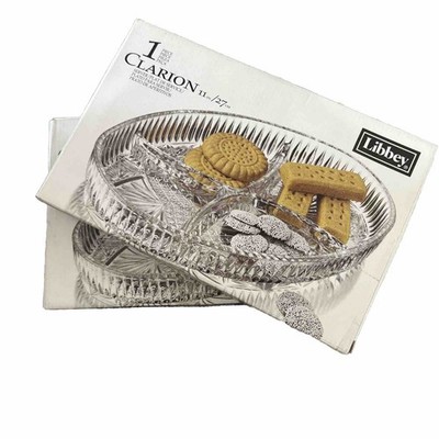 Set Of 2 Libbey Clarion 11in/27cm Glass Serving Platter