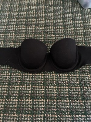 Aerie Sunnie Strapless Bra Black 32A Hook & Eye Back Closure Solid Knit