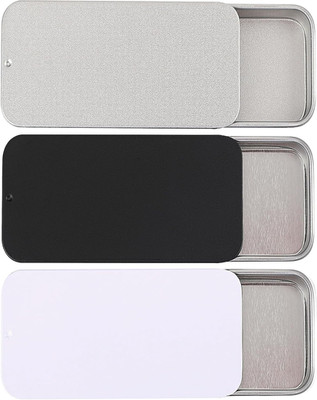 3Pcs Metal Box Containers Slide Top Small Containers Rectangular Storage Box