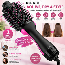 Hair Dryer Brush Hot Air Styler Volumiser Straightener Ionic Anti Frizz Blow Dry