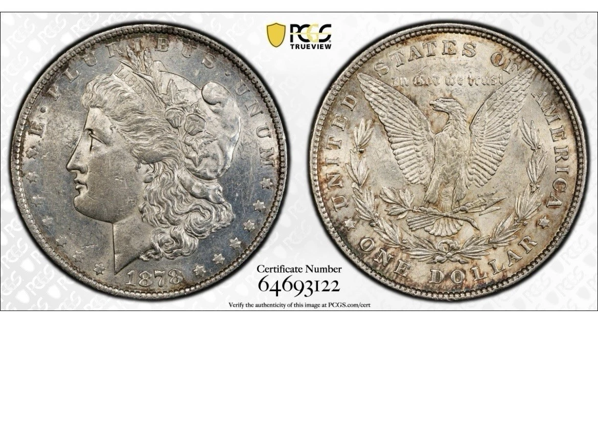 Silver AU 58 Graded 1878 Year Morgan US Dollars (1878-1921) for