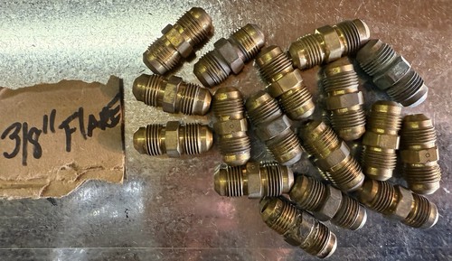 3/8"x3/8โ Male Flare Brass Half Union Pipe Fitting Straight Adapter Lot Of 2