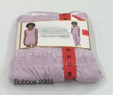 Live 2 Lounge Women  s 4-Piece Pointelle Lounge Set, Purple, Size M