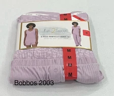 Live 2 Lounge Women’s 4-Piece Pointelle Lounge Set, Purple, Size M