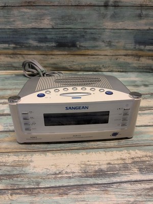 Sangean RCR-22 Atomic Digital AM FM Clock Radio with Signal Sensor Silver White