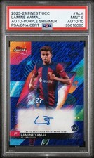 2023/24 Topps Finest UEFA Lamine Yamal Purple Shimmer Rookie Auto /199 PSA 9/10