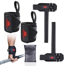 Non-Slip Lifting Straps Wrist cuffs with bag for Weightlifting, Double D-Ring...