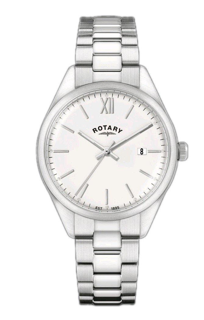 Rotary Men's Heritage White Dial Ss Bracelet Watch - Silver - Image 2