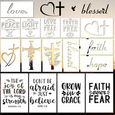 Christian Stencils for Painting -16 Pcs Religious Bible Verse Stencils for Pa...