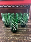 Vintage Anchor Hocking LILY OF THE VALLEY  Forest Green Glass Tumbler Lot Of 8