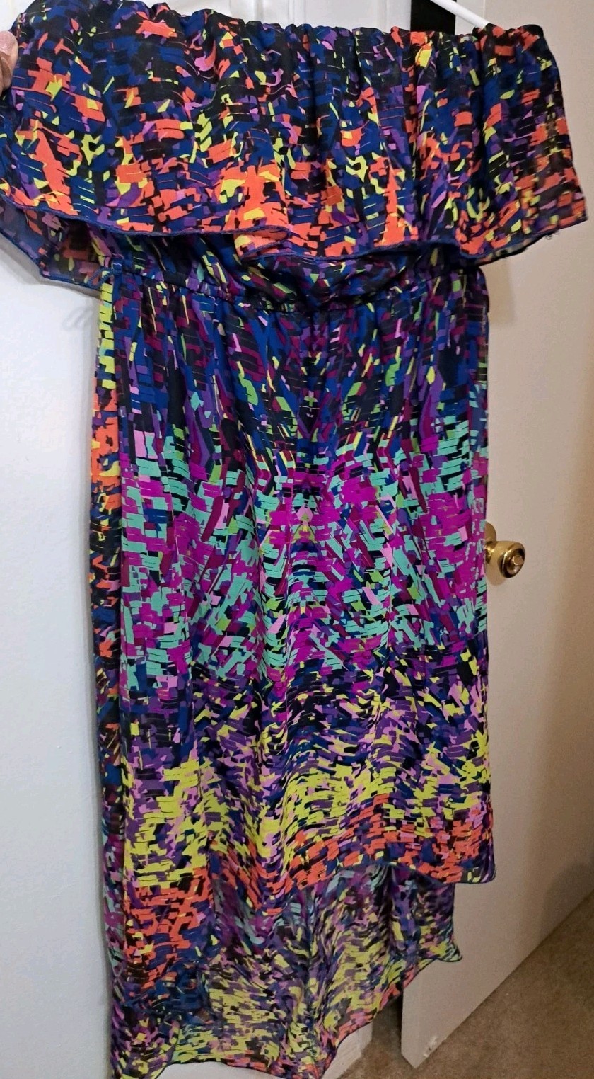 Multicolored NWT self esteem strapless belted hig… - image 2