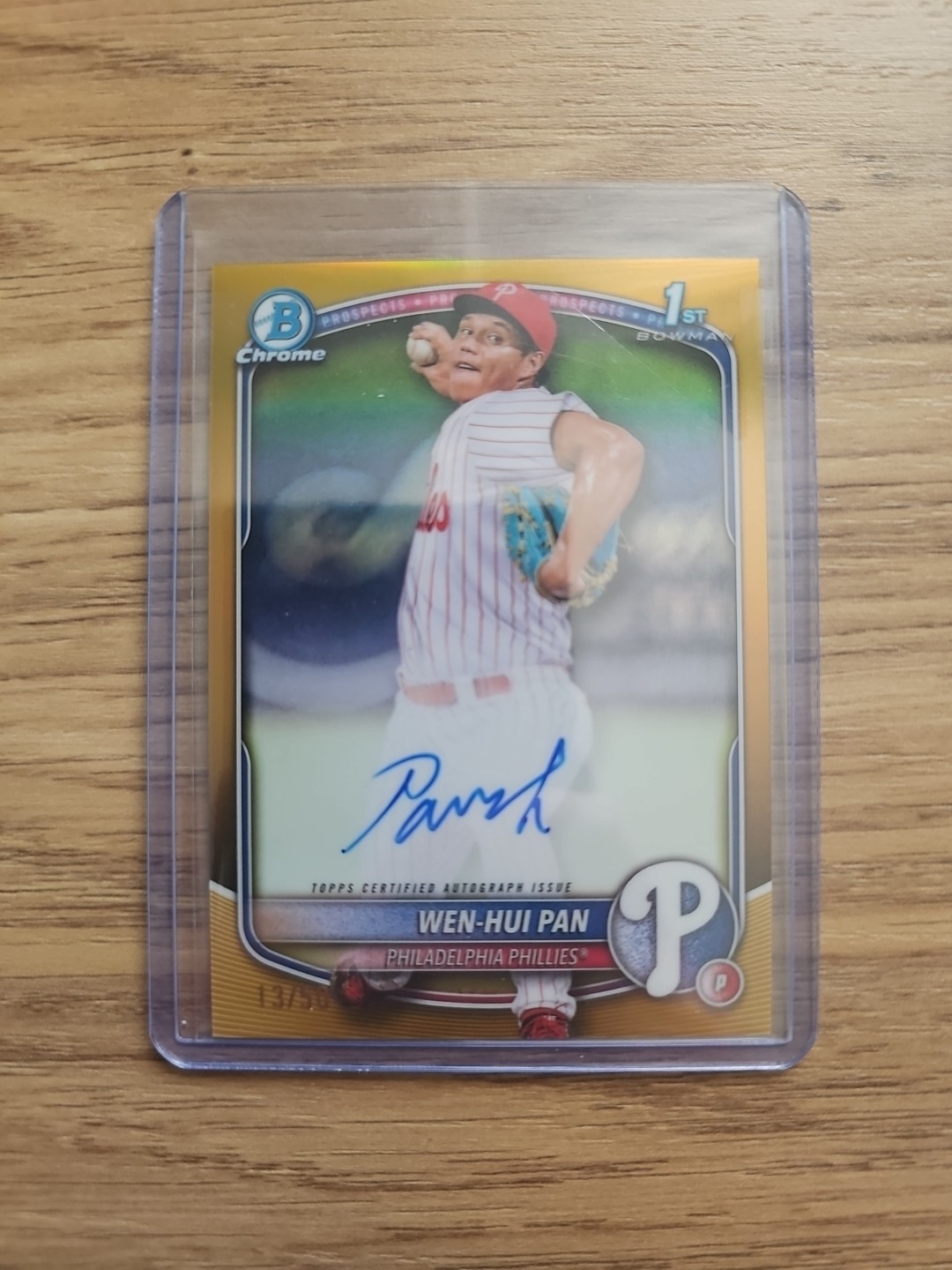 2025 Bowman Chrome Prospect Auto Wen-Hui Pan #CPA-WP Gold Refractor /50 (AU, RC)