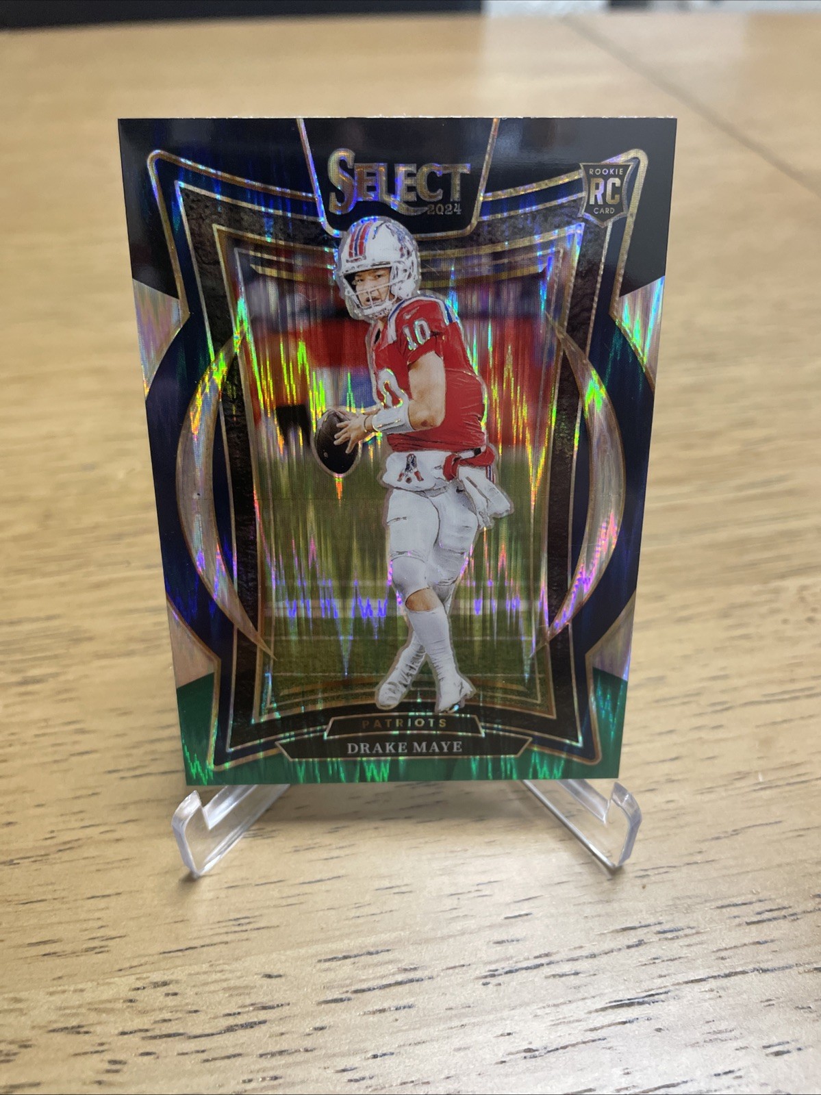 2024 Panini Select - Concourse Drake Maye #27 Black & Green Shock Prizm (RC) MVP