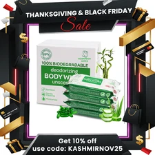 No Rinse Bathing/Shower Wipes Unscented Body Wipes Bamboo & aloe-240/1440 CT-FPN