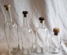 ✨ Set of 4 Clear Glass Bottles with Wooden Stoppers – Holiday Gifts & Decor ✨