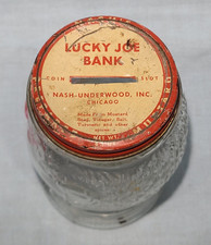 Vintage Glass Lucky Joe Bank Nash's Prepared Mustard Jar