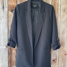 Rachel Zoe Black Long Jacket Blazer with Rolled Sleeves Small