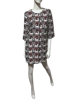 RARE Traffic People Forest Tapestry Coat S Deer Pockets Trench Luxury Old Money