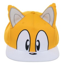 Sonic the Hedgehog Men's Hat Tails Character Face and Ears Snapback Cap Yellow 
