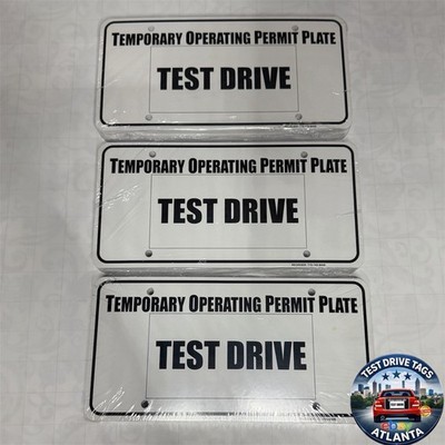 3 Test Drive Dealer Plate Tag Temporary Operating Permit White